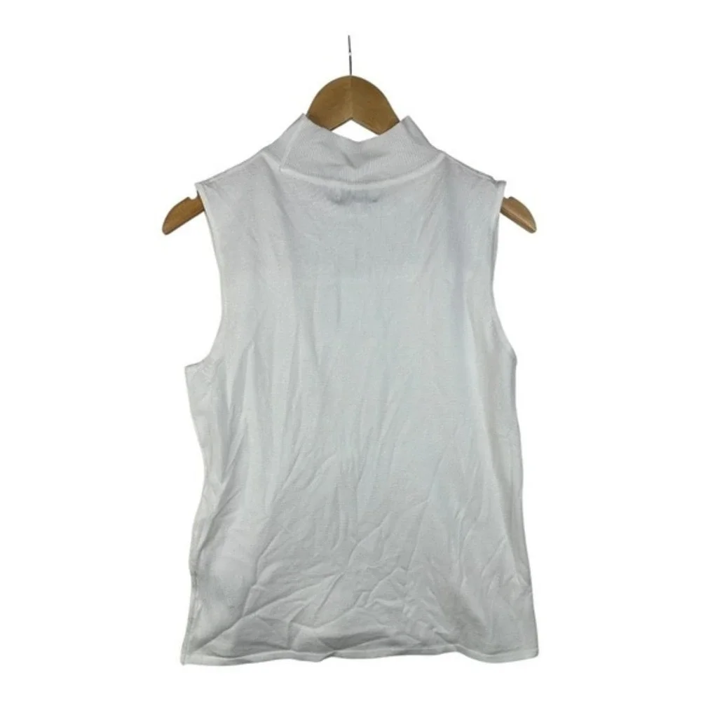 NWT Carmen Womens Mock Neck Rhinestone Lace Sleeveless White Blouse Size Large - Picture 2 of 10